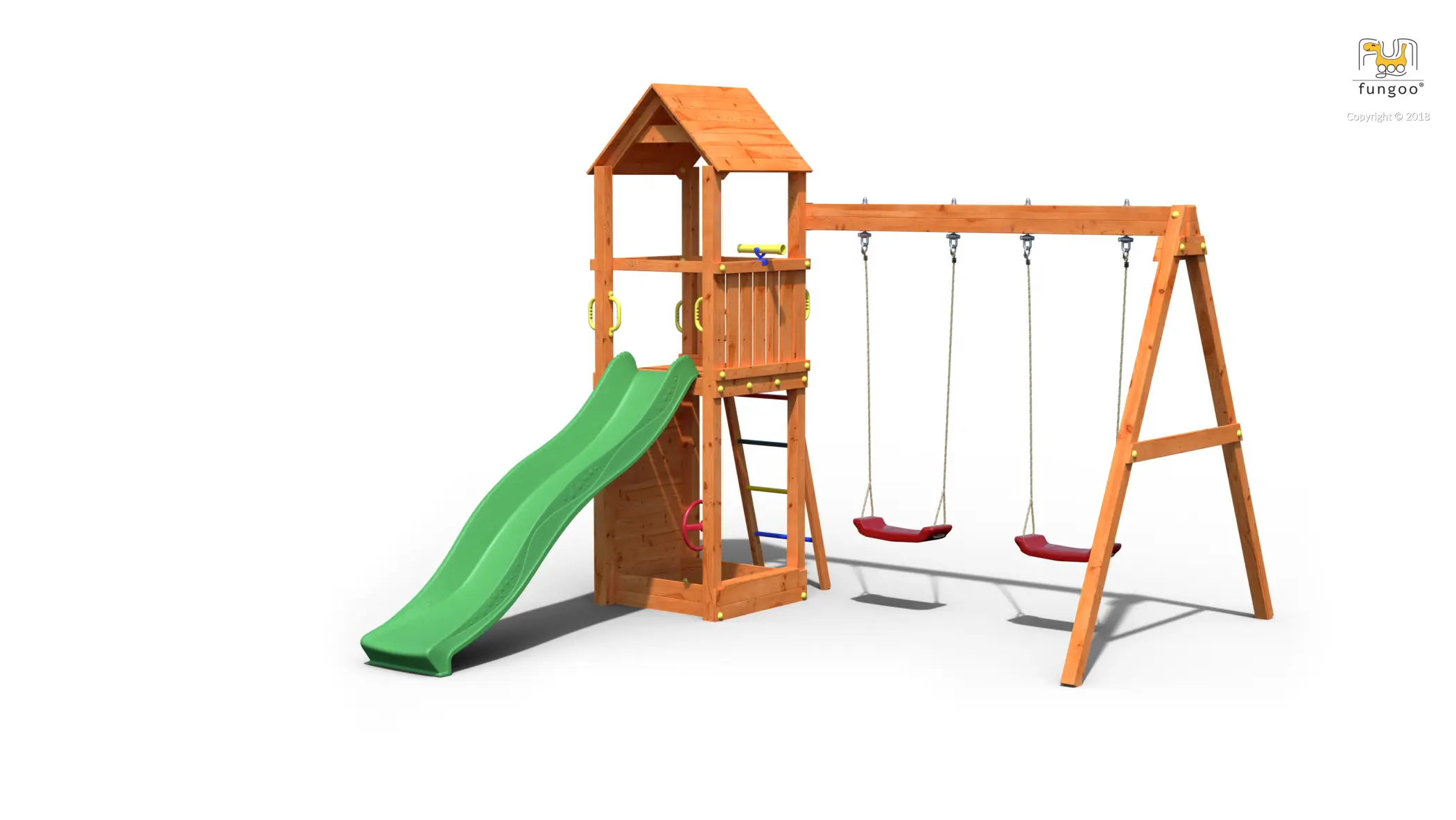 fungoo flappi natural colour playtower with swing